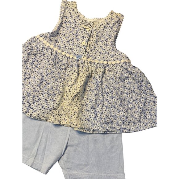 VTG Little Lass Girls 4T 2-Pcs Matching Outfit Baby Blue 90's Floral Lace Retro - Picture 4 of 13
